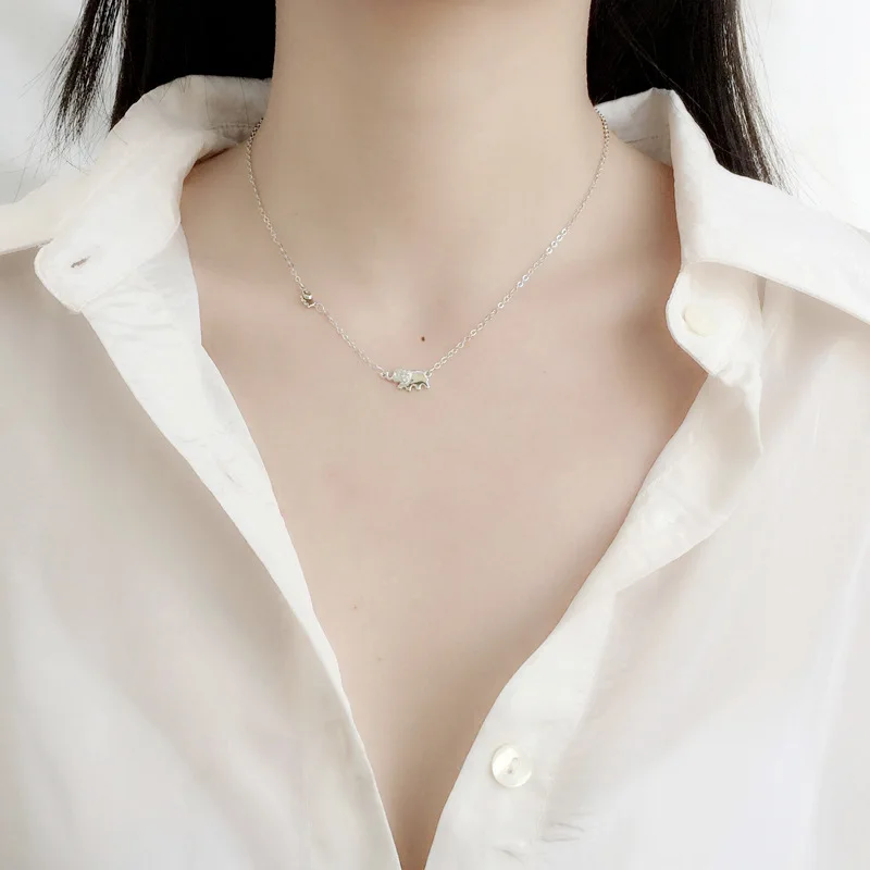 Модные медные ожерелья серебряного цвета для женщин ожерелье с милым слоном