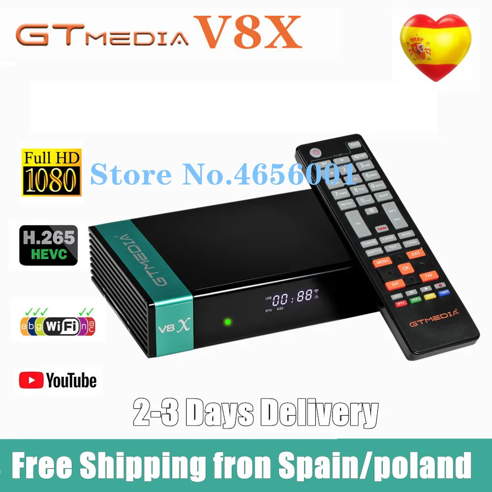 

Gtmedia V8X DVB S2/S2X Satellite TV Receiver Receptor Decoder Support H.265 FHD 1080P Built In Wifi USB CA Card Slot