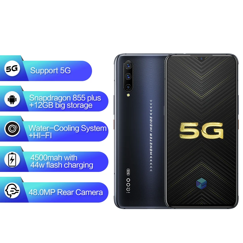 Vivo iQOO Pro 5G поддержка глобальной rom Google NFC 6,4" экран 48MP камера 44 Вт Быстрая зарядка Смартфон Snapdragon