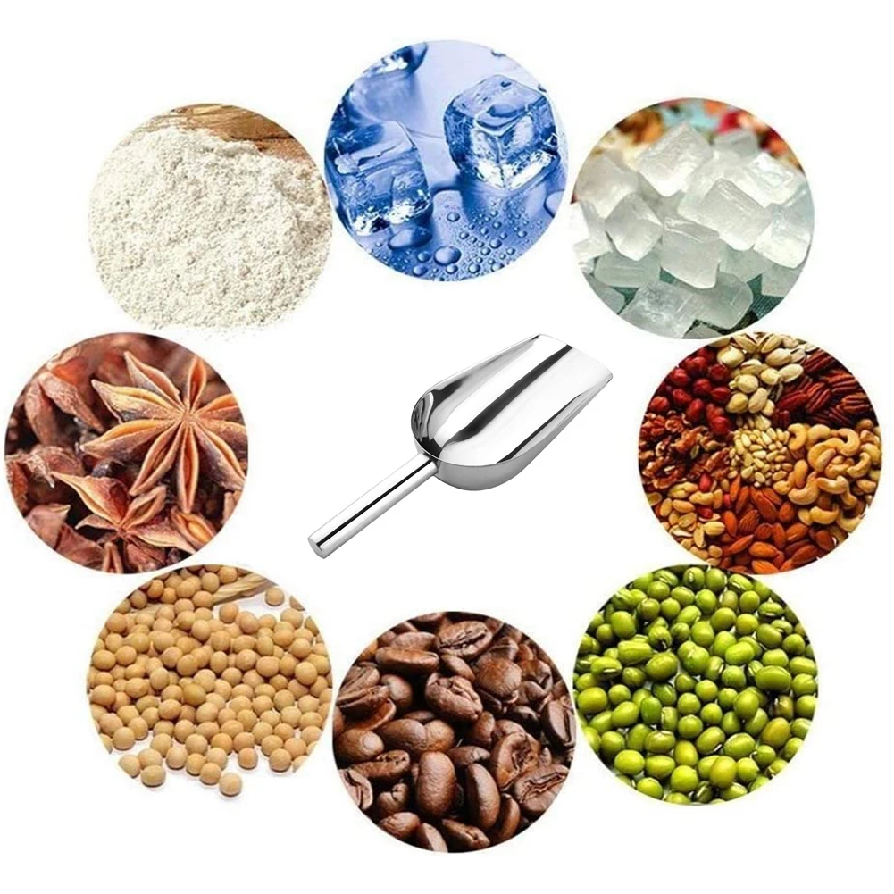 

Stainless Tools Steel Kitchen Cocina Accesorio Ice Scoop Sugar Flour Buffet Gadget Dry Grains Bar Tools Measuring Scoop 8-Inch