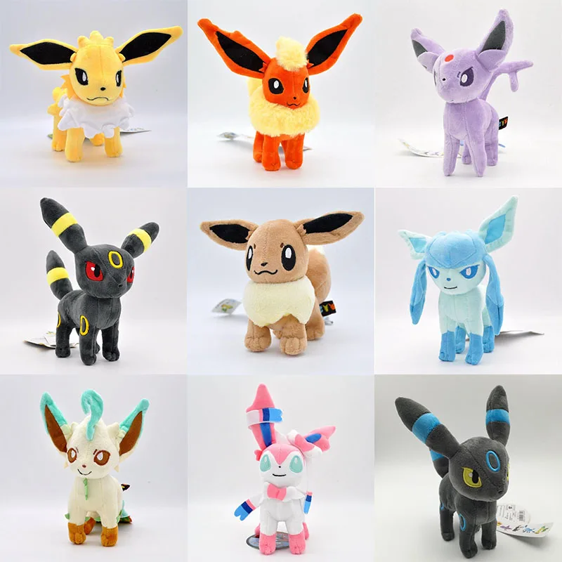 

18 см покромон мультфильм аниме персонаж Eeveelution стоящая Игрушка Аниме плюшевое животное милая плюшевая кукла игрушки для девочек