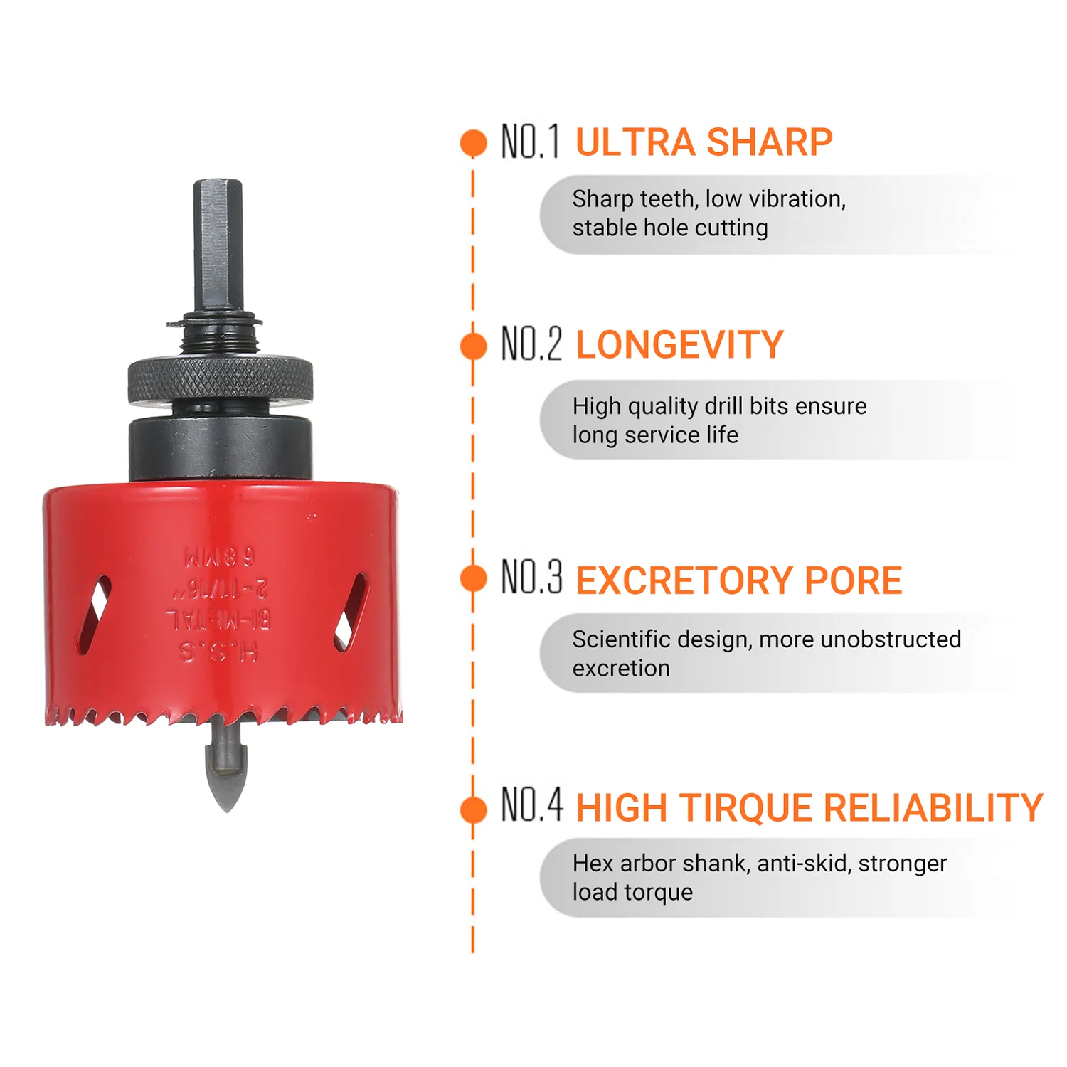

68mm/25mm Hole Saw Bi-Metal Hole Saw Set for Tile Marble Glass Ceramic Hole Opener Power Tools for Aluminum Iron Stainless Steel