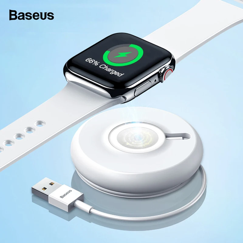 Беспроводное зарядное устройство Baseus Qi для Apple Watch 4, 3, 2, 1 серия, магнитное USB зарядное устройство, быстрая Беспроводная зарядная площадка для iWatch с кабелем