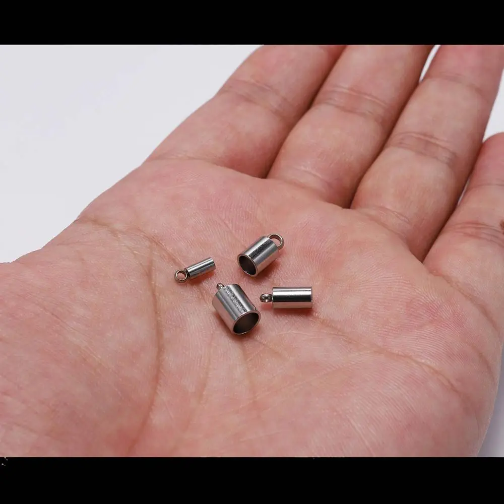 10 шт./партия нержавеющая сталь кисточка кожаный шнур торцевой обжим колпачок s