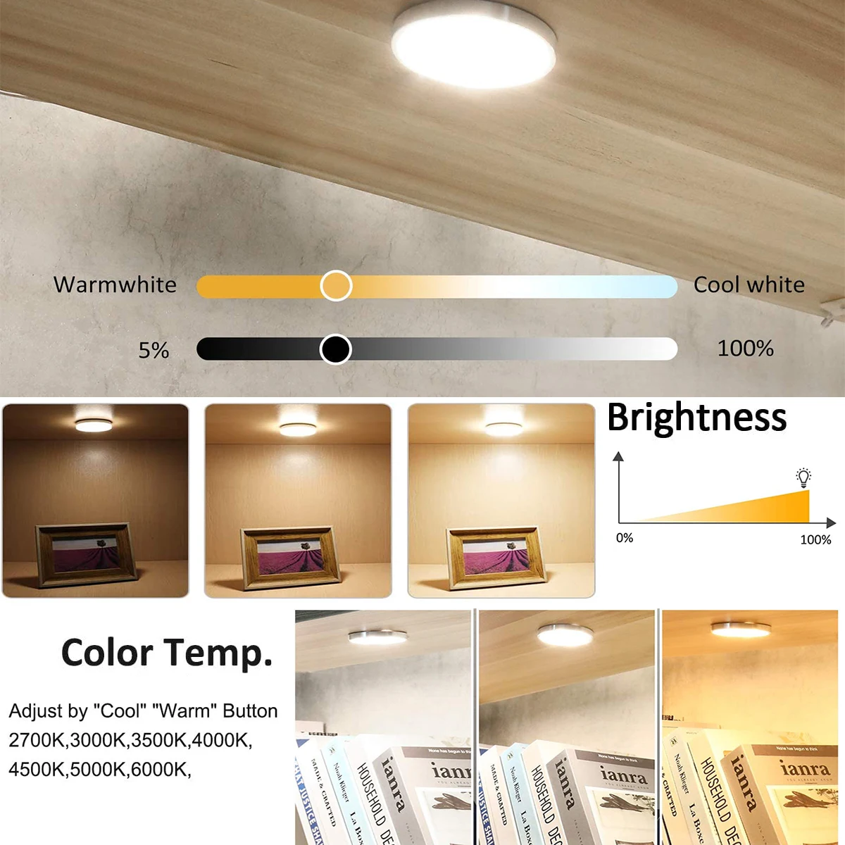 tuya wifi rf remote control under cabinet led light cct light warmwhite double color temperature for kitchen closet lighting free global shipping
