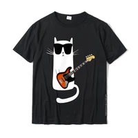 funny cat wearing sunglasses playing bass guitar t shirt wholesale design top t shirts cotton men tops tees design