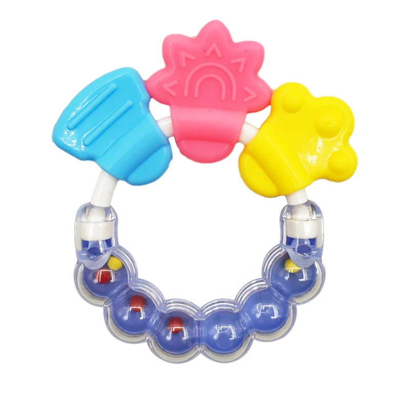 

Cartoon Baby Teether Educational Mobile Toys Teeth Biting Silica gel Handbell Baby Rattle Toy Bed Bell Silicone Hand Bell Jingle