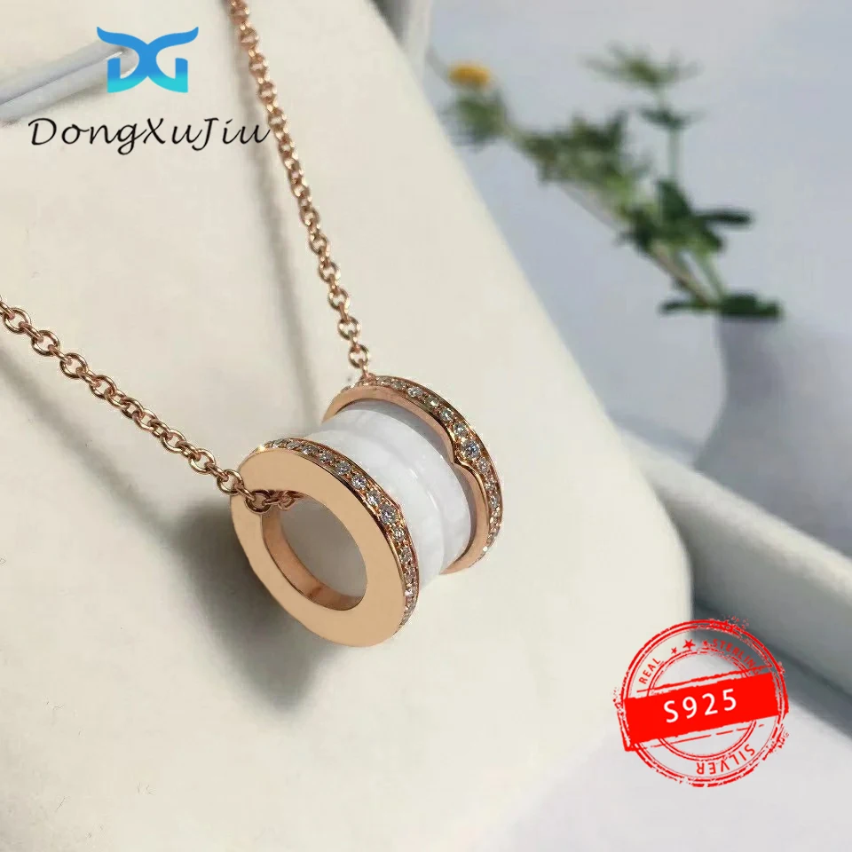 

High quality 1:1 Original Brand S925 Sterling Silver NecKLACE Woman's Classic Zero Ceramic Pendant Bulgarian Luxury Jewelry Gift