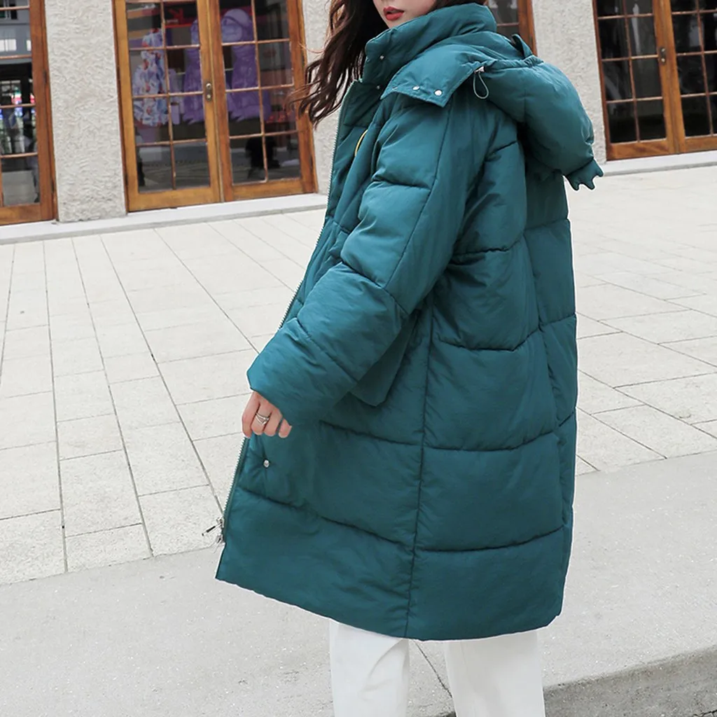 manteau femme winter coat Women Winter Dinosaur Print Hooded Pocket Long Sleeve Coat abrigos mujer invierno