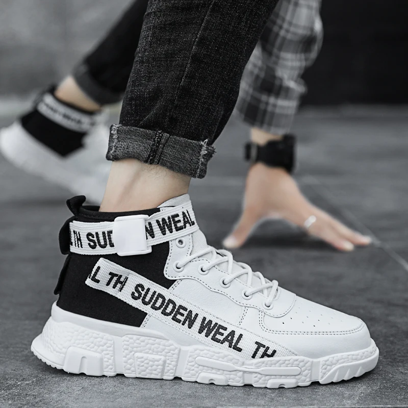 Men's Spring Autumn Fashion Leisure Casual Shoes Mesh Fabric Lightweight Hiking Walking Running Sport Sock High-top Sneakers