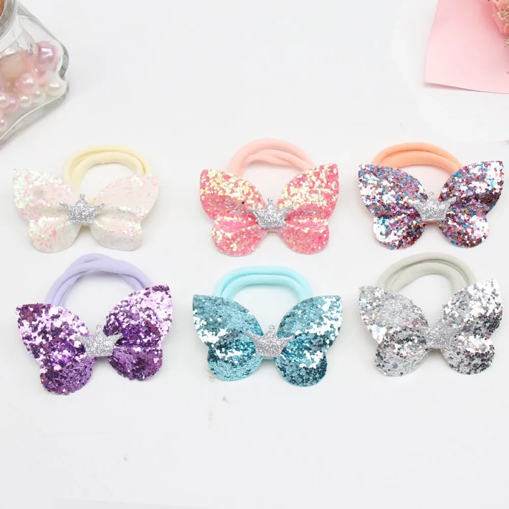 6 шт./компл. бабочки детские ленты для волос девочек модные блестящие аксессуары