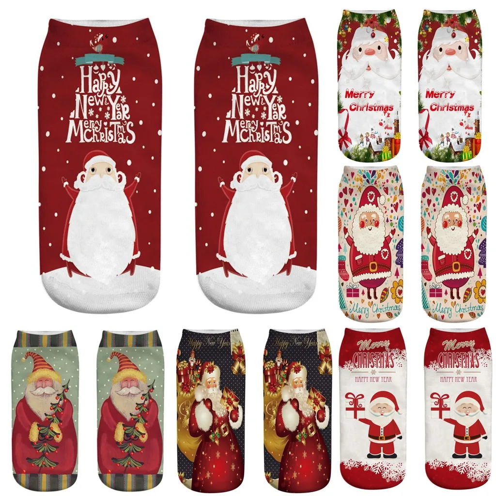 2020 милые рождественские носки повседневные рабочие 3D Рождественский Санта принт