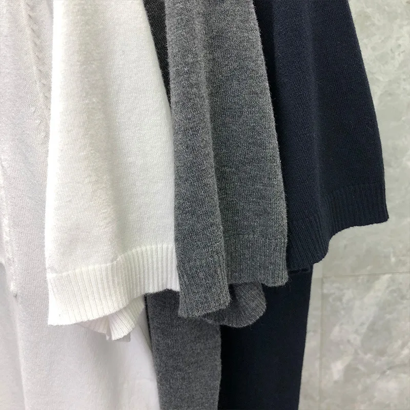 

2021 Fashion TB THOM Brand T-Shirt Men Women Short sleeve Casual Clothing Pocket Summer Slim Fit Striped O-neck Cotton Clothing