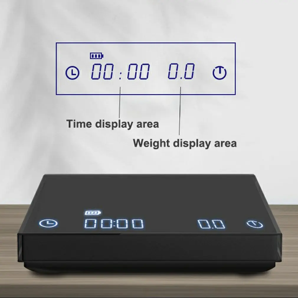 

Coffee Electronic Scale Home Coffee Bean Weighing Meter Kitchen Anti-scratch Scale Black Mirror With Waterproof Plate