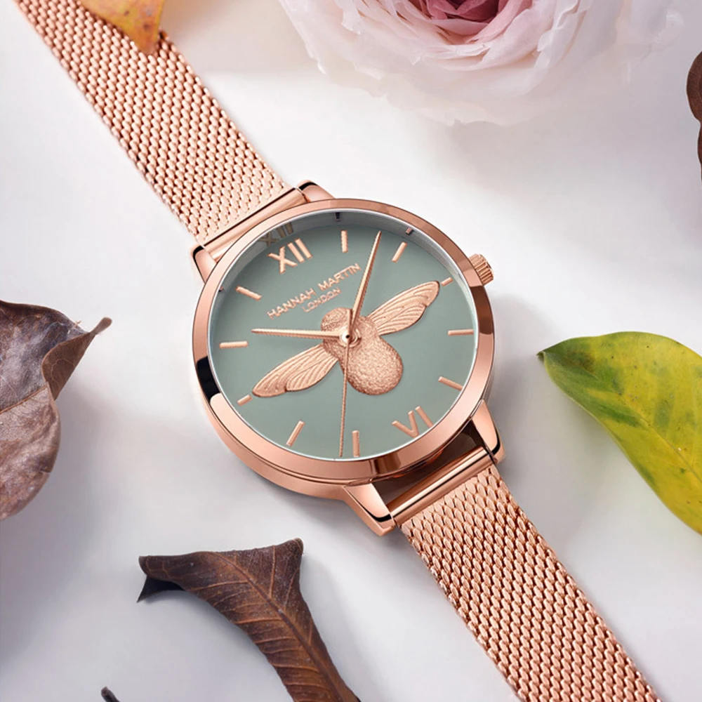 

Rose Gold Women Watch With Bee Wristband Romantic WristWatch Fashion Ladies for Women Relogio Feminino Montre Femme
