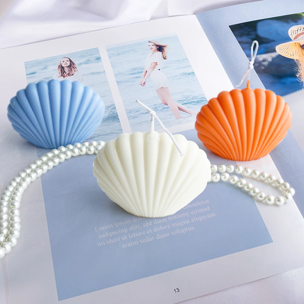 

3d Seashell Shell Candle Silicone Moulds Cake Decoration Tools Durable Plastic Scallop Mold Diy Craft Fondant Molds