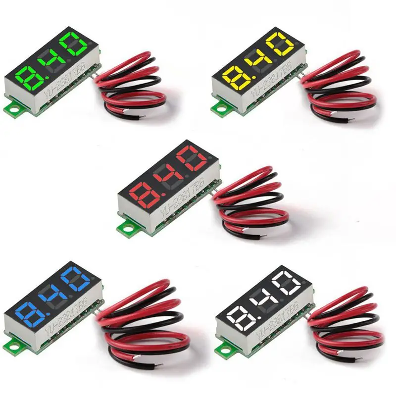 5Pcs Mini Digital DC Voltmeter 0.28 Inch Two-Wire 2.5V-30V Voltage Tester Meter 5 Colours | Инструменты