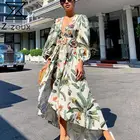 Женское богемное платье макси Z-ZOUX, длинное асимметричное платье с глубоким V-образным вырезом и цветочным принтом, с поясом, с высокой талией, 2020