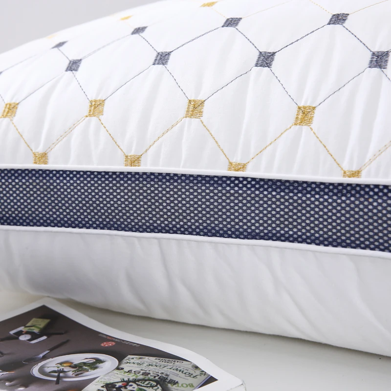 Premium Bed Pillow Top Quality Brand Design Soft White Goose Down for Neck Protection Cotton Cover | Дом и сад