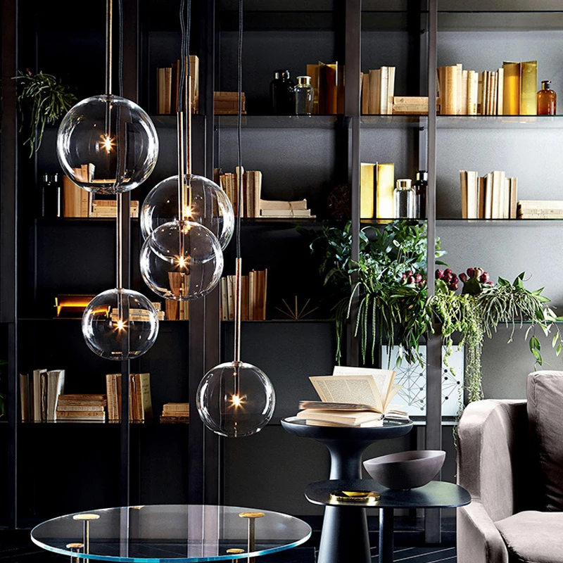 

Nordic Modern Pendant Lamp Fixture Clear Glass Lampshade Bedroom Hanging Lights Dining Restaurant Decor Suspension Lustre