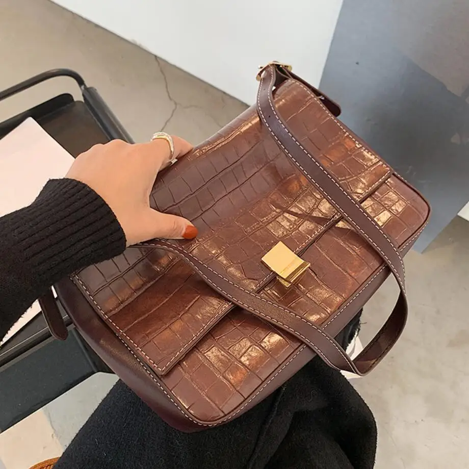 

Сумка-мессенджер женская из искусственной кожи, квадратная, с крокодиловым узором, 2020