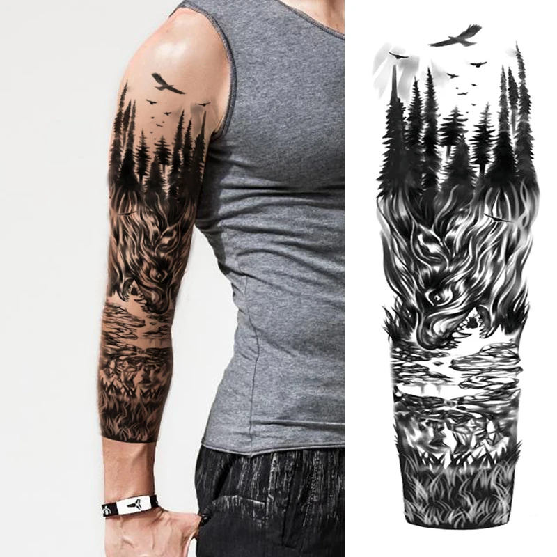 Водостойкая Временная тату наклейка Лесной демон летающая птица полноразмерная