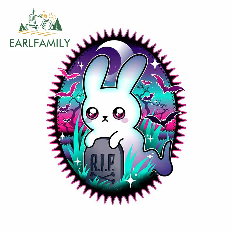 EARLFAMILY 13 см x 10 2 для жуткий Банни призрак Ван автомобильные мультипликационные