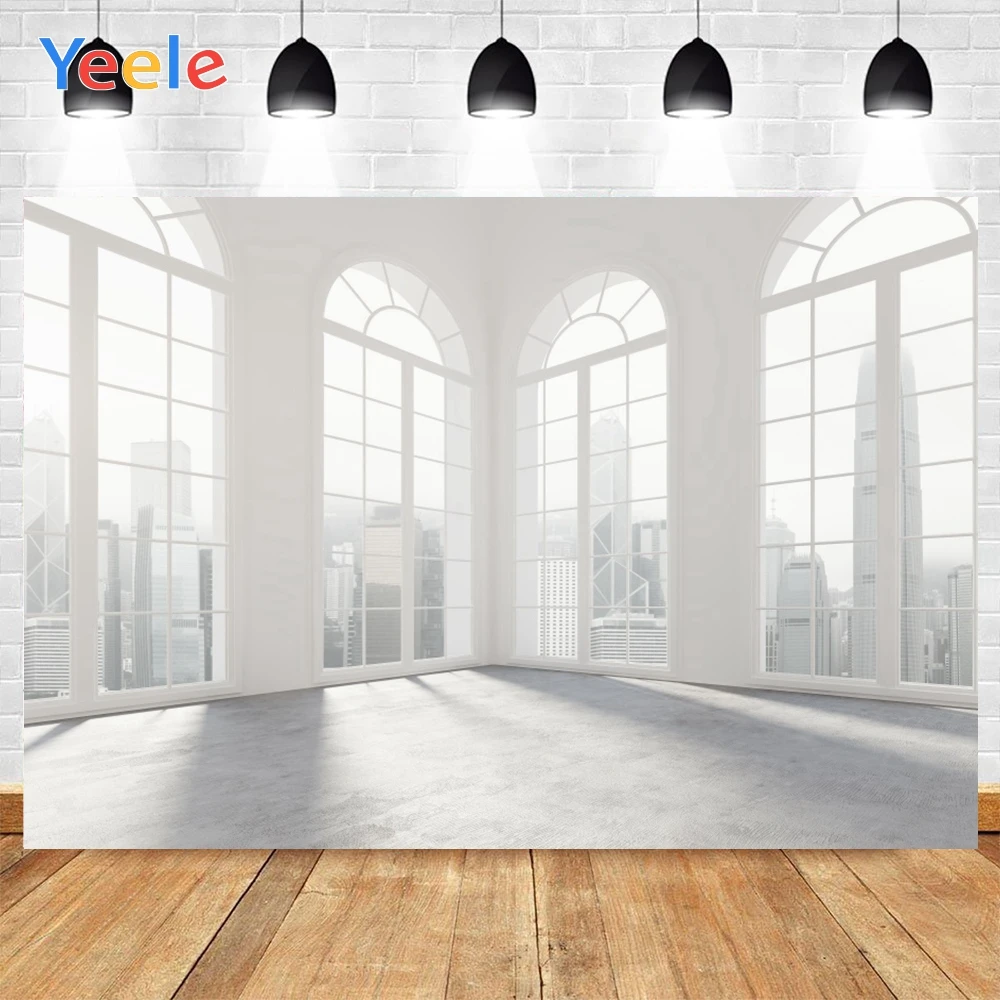 

Yeele White Building Indoor Big French Window Relaxing Background Photophone Photography Backdrops for Decor Customized Size