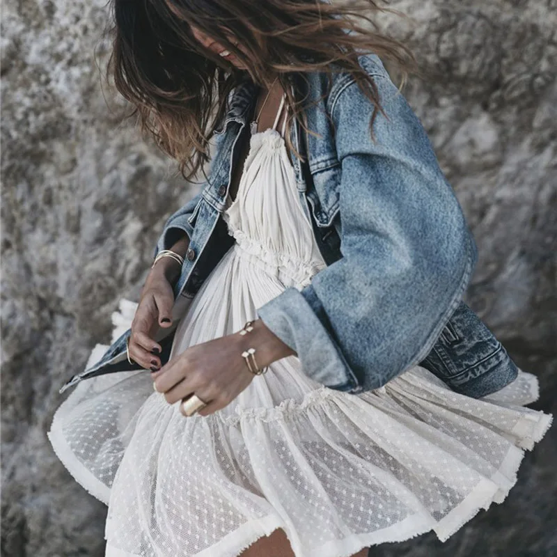 Без бретелек в стиле Бохо пляжное мини-платье женская летняя обувь богемном