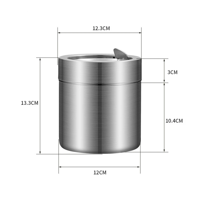 

Stainless Steel Windproof Ashtray Smoke Tobacco Ash Holder Container with Folding Cover for Home Office Car Supplies Best Gifts