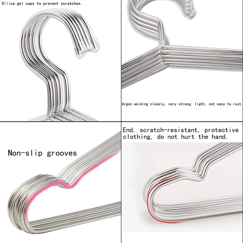 

10pcs Clothes Hanger Space Saving Metal Non-Slip Clothes Sweaters Hangers Dress Hanger Hook Drying Rack for Coat Shirts Laundry