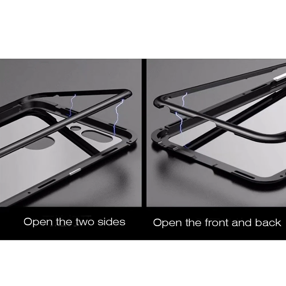 Magneto Adsorbable Phone Cover Tempered Glass Case Clear Back 2 in 1 Magnetic Metal Frame For HUAWEI P20 P20PRO | Мобильные телефоны