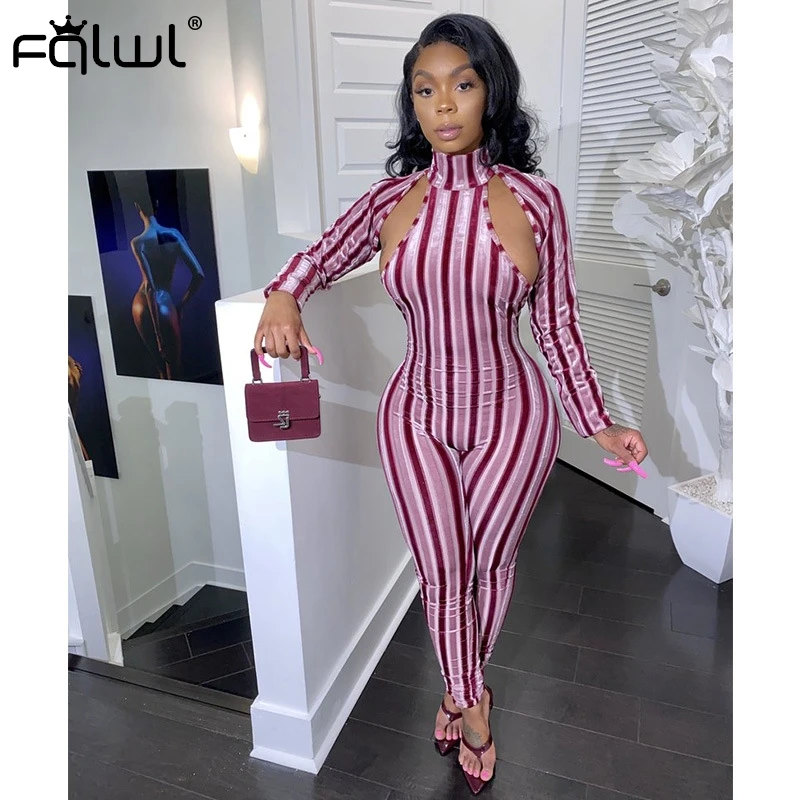 Женский Облегающий комбинезон с длинным рукавом FQLWL белый розовый высоким