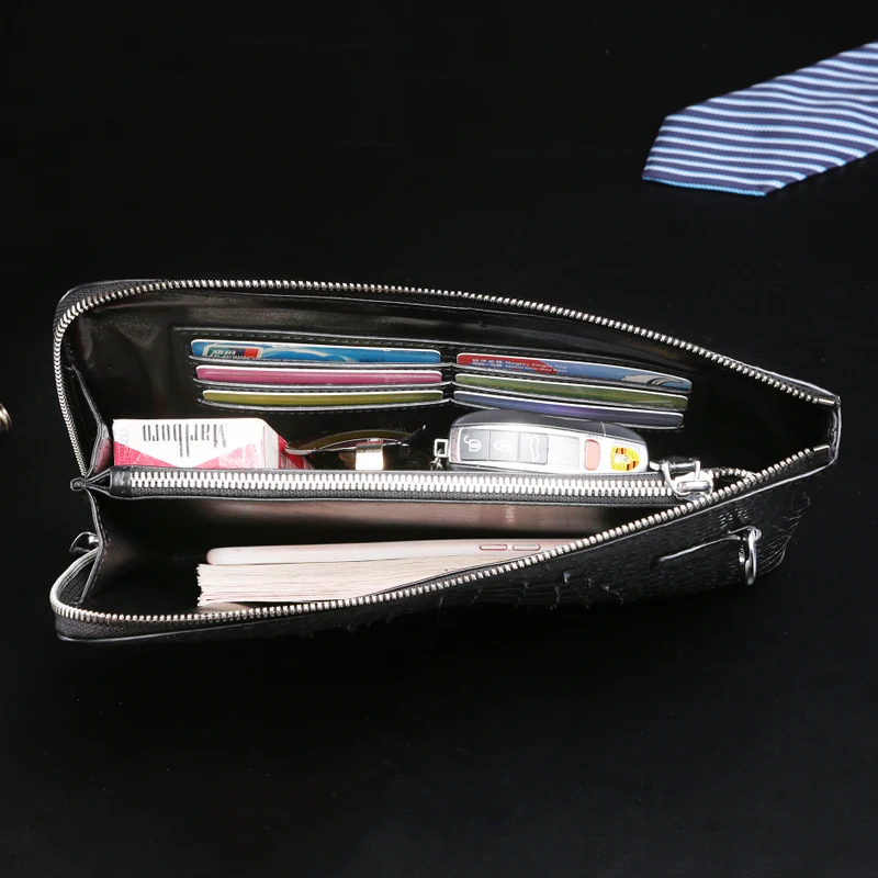 Beste Krokodil Lederen Clutch Bag Bruin Merk Portemonnee Mode Mannen Gift Handtas Europese Luxe Stijl Designer Hoge Kwaliteit Portemonnees