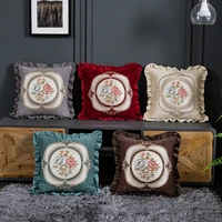 retro flower nordic sofa throw pillowcase car waist pillow covers decorative chenille bedside backrest luxury home decoration