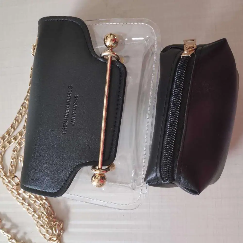 

Women's Jelly Crossbody Bag PVC Transparent PU Composite Portable Handbag Organizer Shoulder Square Fashion Messenger Bag 2020 N