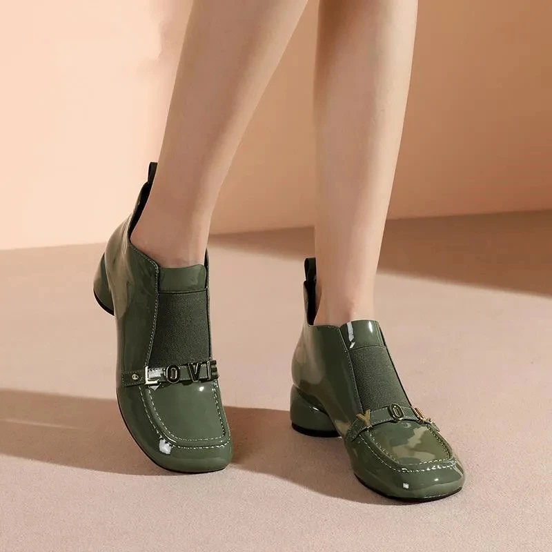 

Patent leather boots women's spring elegant casual shoes 2022 fashion style comfortable loafers female chelsea booties