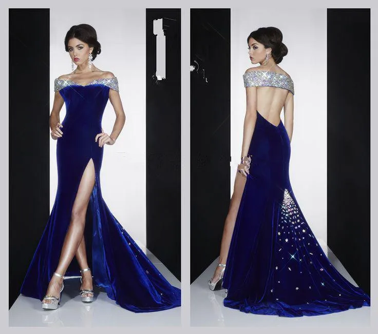 

prom dresses 2020 Custom Vestido Longo Royal Blue Beading Crystal A-line Long gown Robe De Soiree Longue Homecoming Dresses