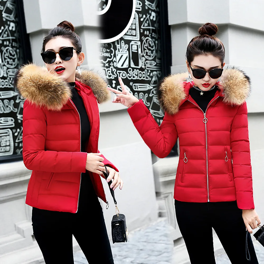 Модная зимняя куртка женская толстая пуховая парка с большим меховым поясом и