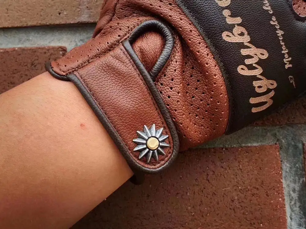 Men's Motorcycle Urban NeoRetro Vintage Leather Glove Touchscreen chrysanthemum button uglyBROS | Автомобили и мотоциклы