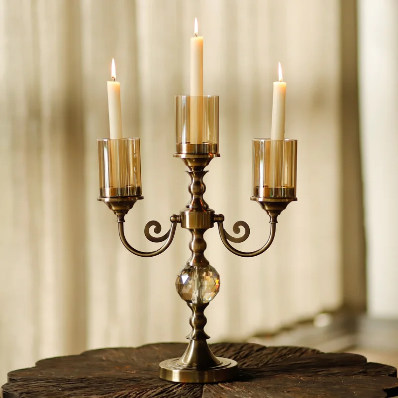 Элегантный простой стеклянный цилиндр Candelabra ветрозащитный подсвечник в