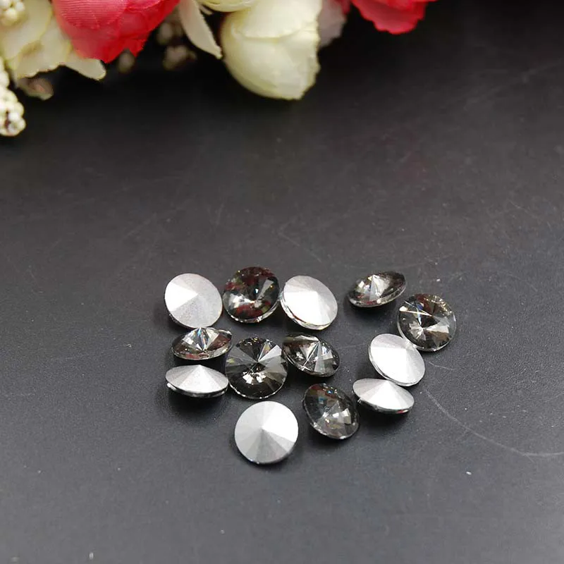 Pointback Rivoli клей на камнях серый/черный бриллиантовый цвет 8 мм 10 12 14 16 18 круглый