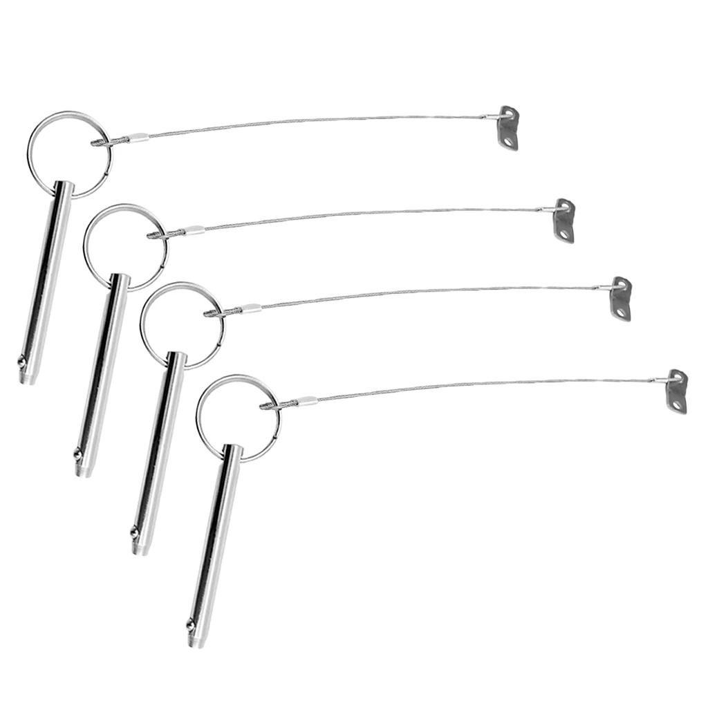 

4pcs Quick Release Pin 5/16 Inch 8mm with Lanyard Boat Marine Yacht Hardware