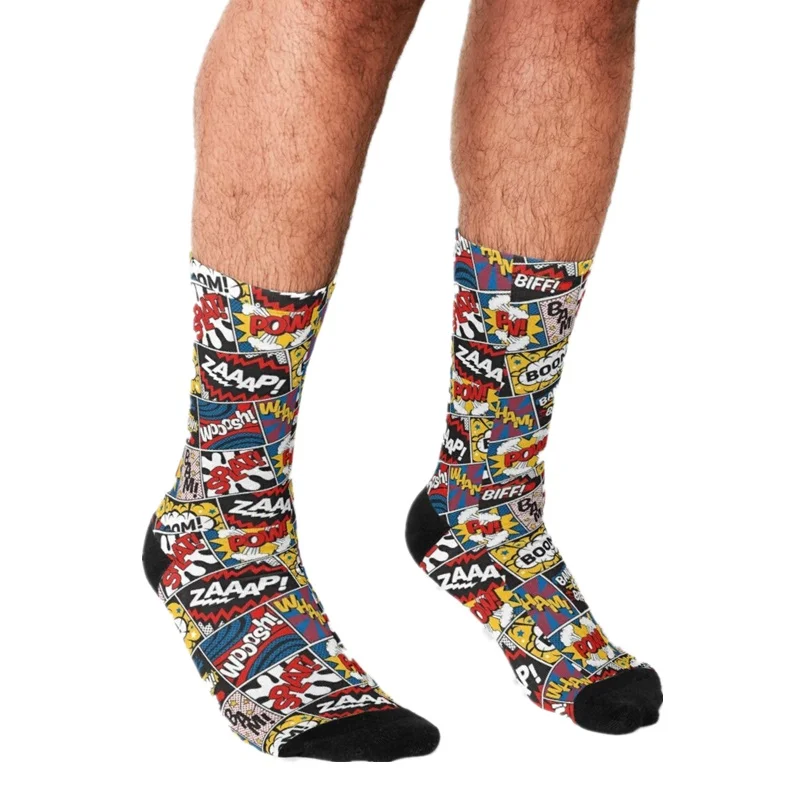 

2021 funny Socks Men harajuku Superhero Socks Printed Happy hip hop Men Socks Novelty Skateboard Crew Casual Crazy Socks