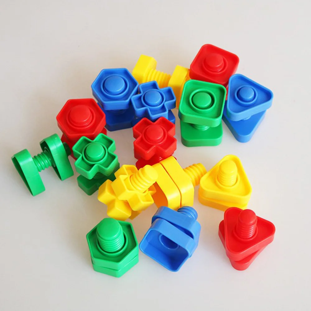 

16 Pairs Plastic Colorful Screw Educational Toy Colorful Sturdy Tightening Screw Toy Screw Nut Toy Screw Plaything