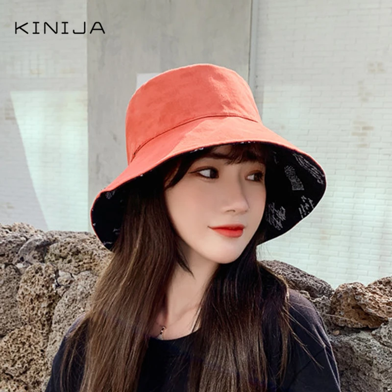 Осенняя вышитая шляпа в рыбацком стиле с граффити Корейская версия Летняя