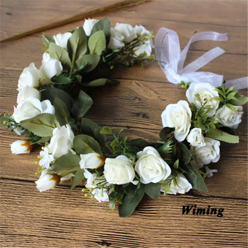 

floral headband Flowers Wreath for girls women female adult props Wedding Flower rattan Bride Headband Hair Accessories