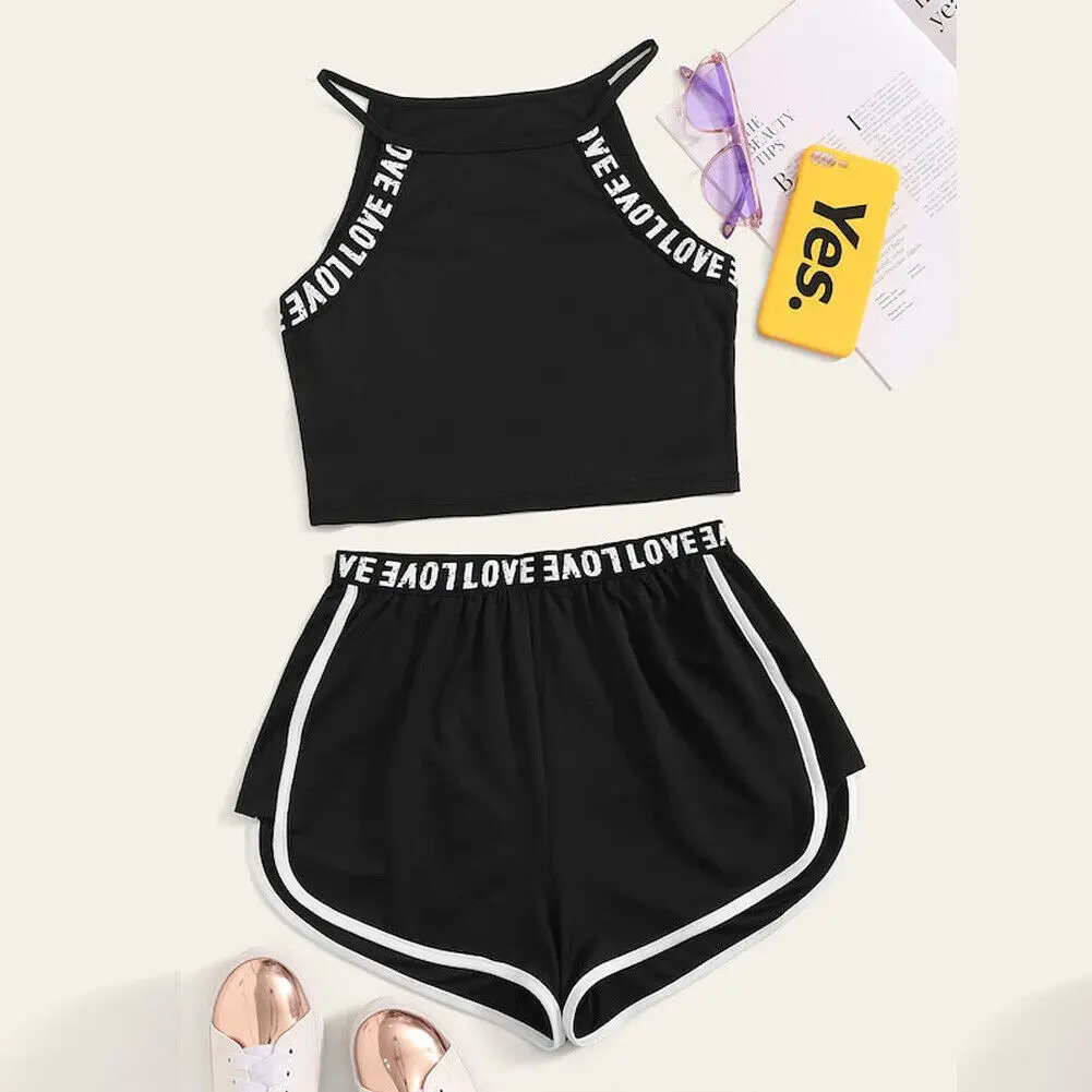 Женский спортивный комплект без рукавов для занятий йогой и фитнесом футболка на