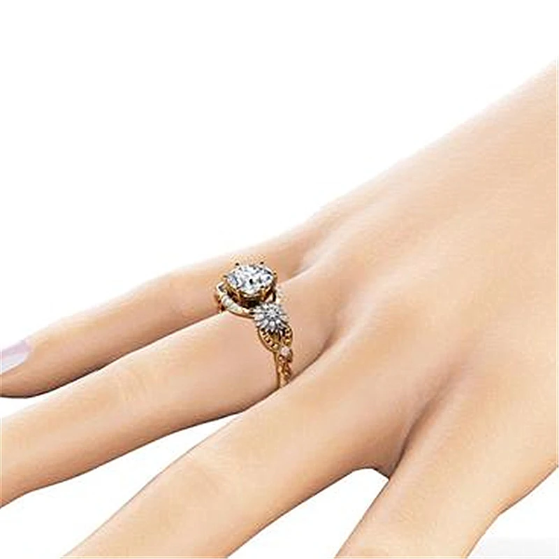 Новый стиль Funique Boho подсолнухи цветок кубический циркон обручальные кольца для