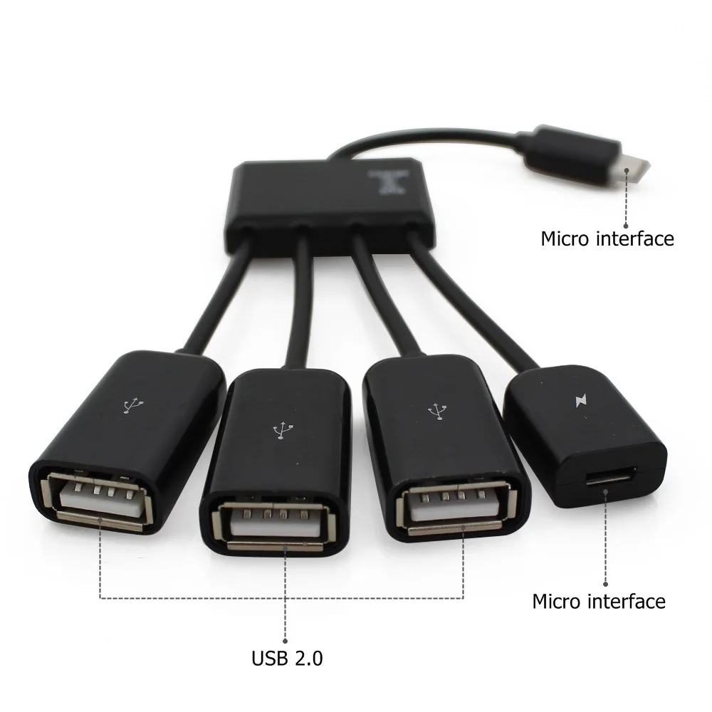 Micro 4 порта концентратор USB 2,0 концентратор OTG зарядный концентратор портативный мульти USB разветвитель адаптер для компьютера аксессуары Android телефон планшет
